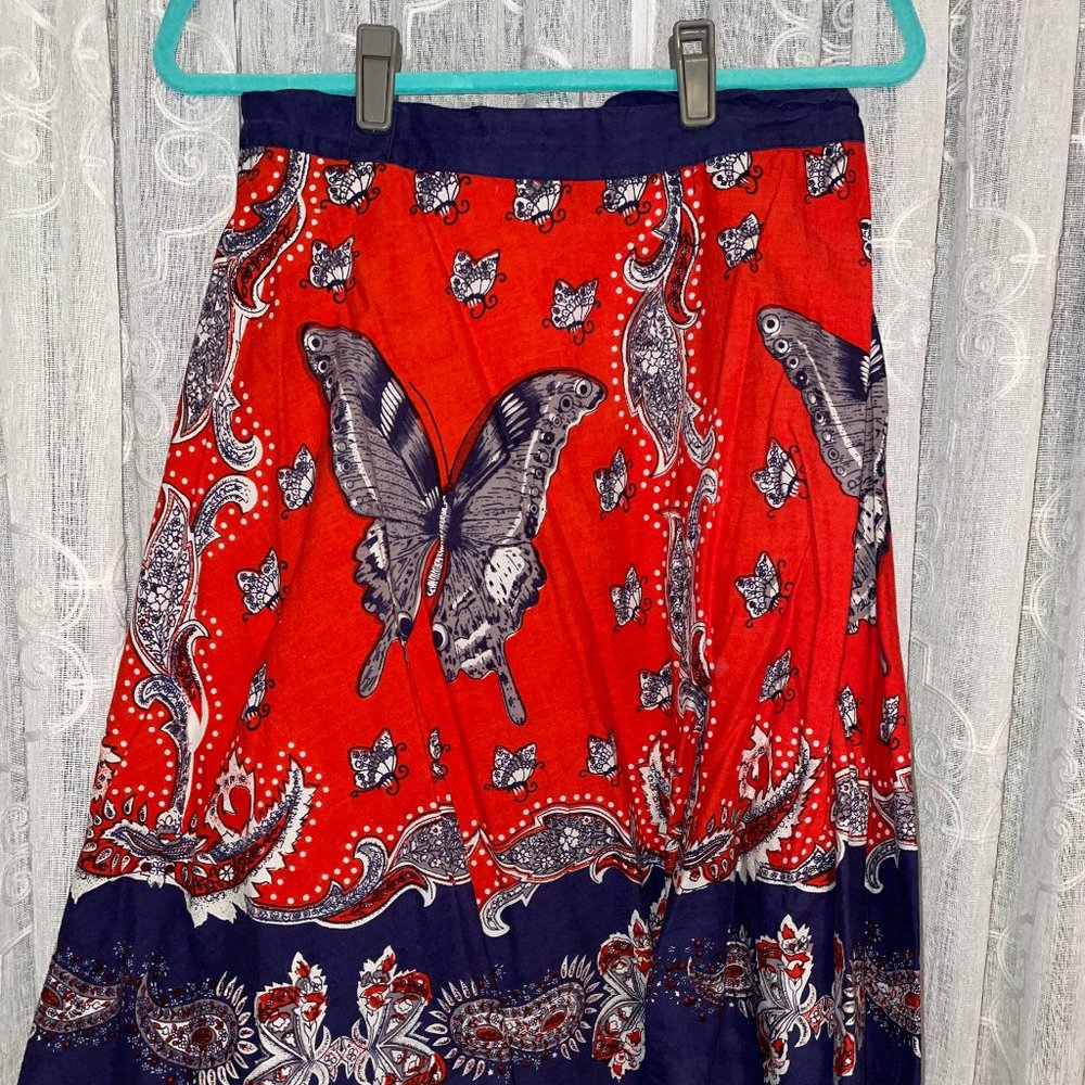 Lucky Brand Red Blue Bandana Wrap Skirt sz XS